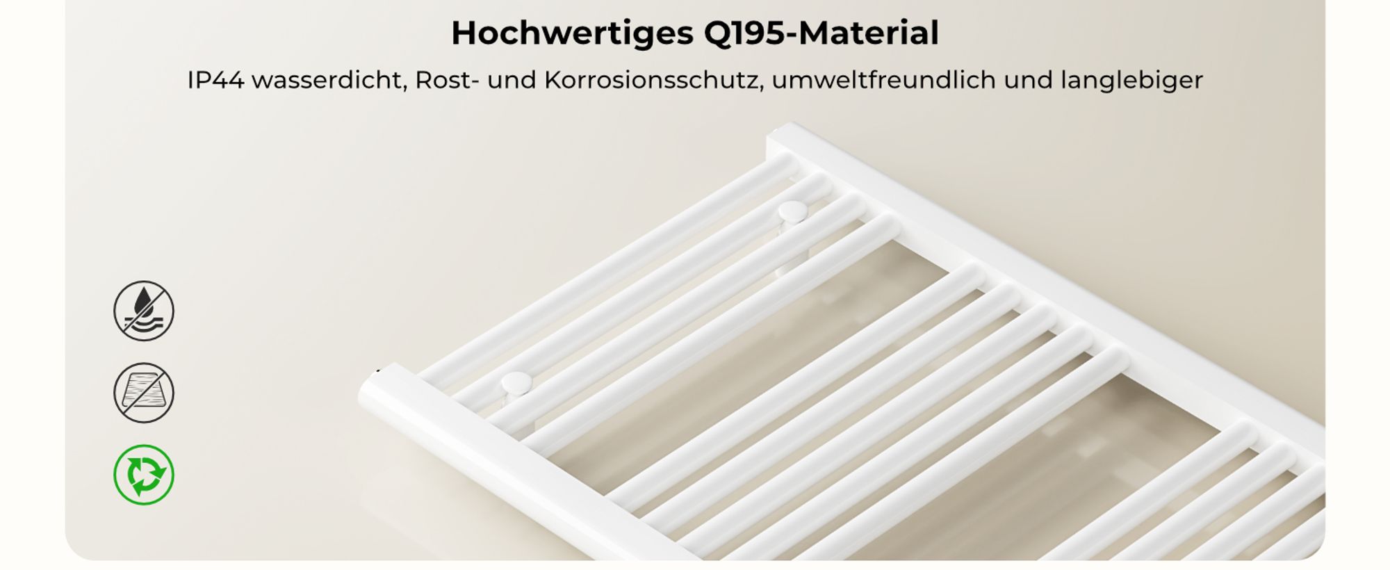 Heilmetz Badheizkörper Elektrisch 100 x 50 cm Elektrischer Handtuchheizkörper Heizkörper Handtuchtrockner Rundrohr 500W Weiß