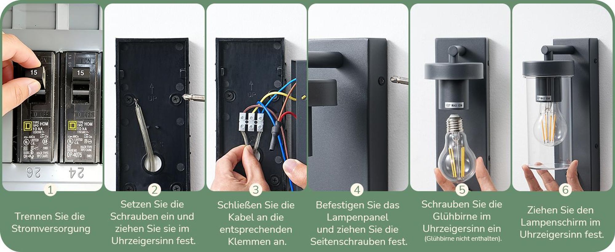 EDISHINE Außenwandleuchte mit Bewegungsmelder, Aluminium, Moderne Wandlampe mit Dämmerungssensor, für Haustür, Terrasse, Garage