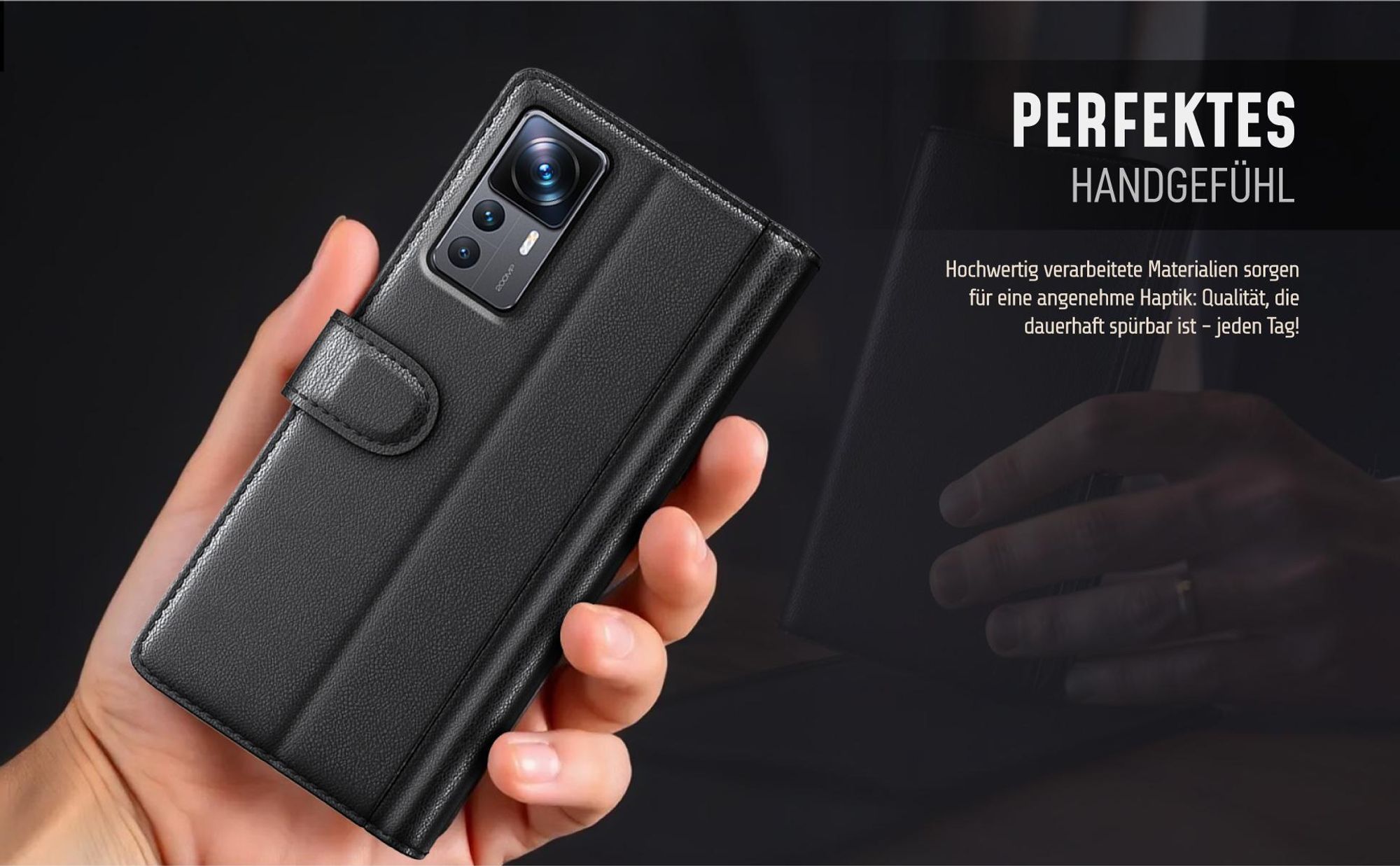 Smartphone Hülle für Xiaomi 12T / 12T Pro aus echtem Leder in hochwertiger Verarbeitung