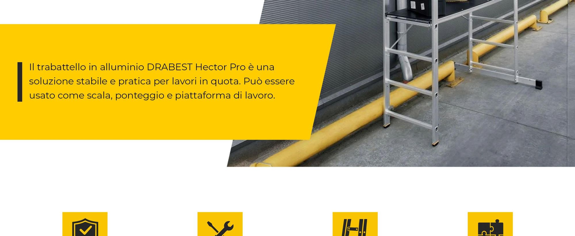 Drabest  ponteggio in alluminio, 2X8, ponteggio, scala a ponteggio, scala a ponteggio 150kg, ponteggio in alluminio, piattaforma di lavoro, piattaform