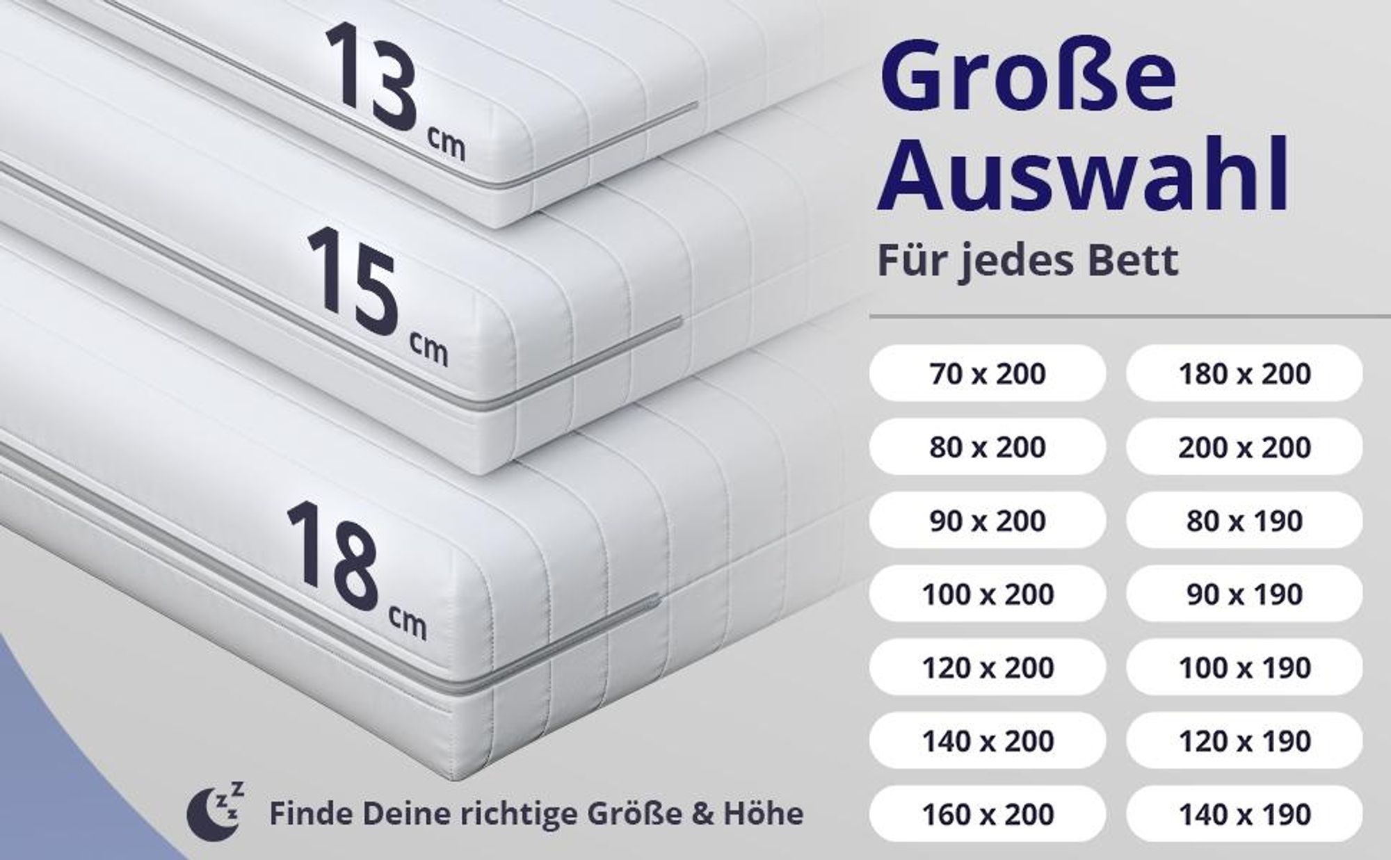 Kaltschaummatratze 140x190cm - 15cm Höhe, 7-Zonen, Härtegrad H2/H3, ergonomisch und allergikerfreundlich, waschbarer Bezug