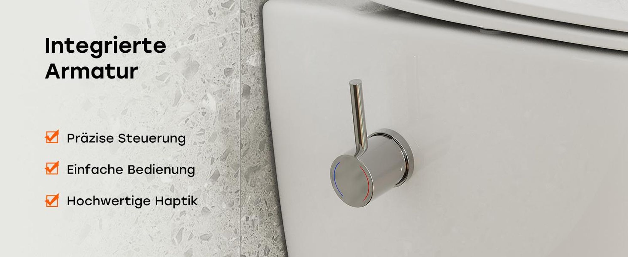 HOROW Dusch WC mit Bidet Funktion, Hänge WC mit Integrierter Düse, Taharet WC mit Armatur, WC Sitz mit Absenkautomatik, Kalt-/Warm Wasser, 53×36×35 cm