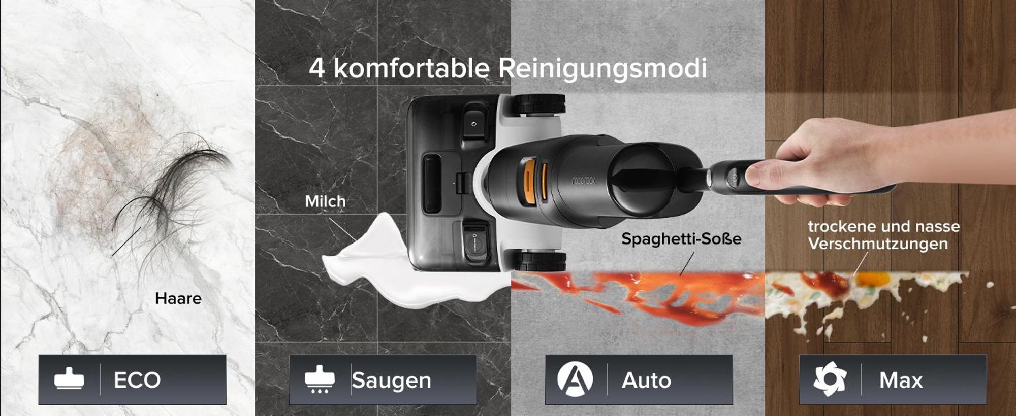 Roborock F25 XT Nass-Trockensauger, 20.000 Pa mit Zero Tangle, 90°C Heißluft-Schnelltrocknung, 180° Flachliegen