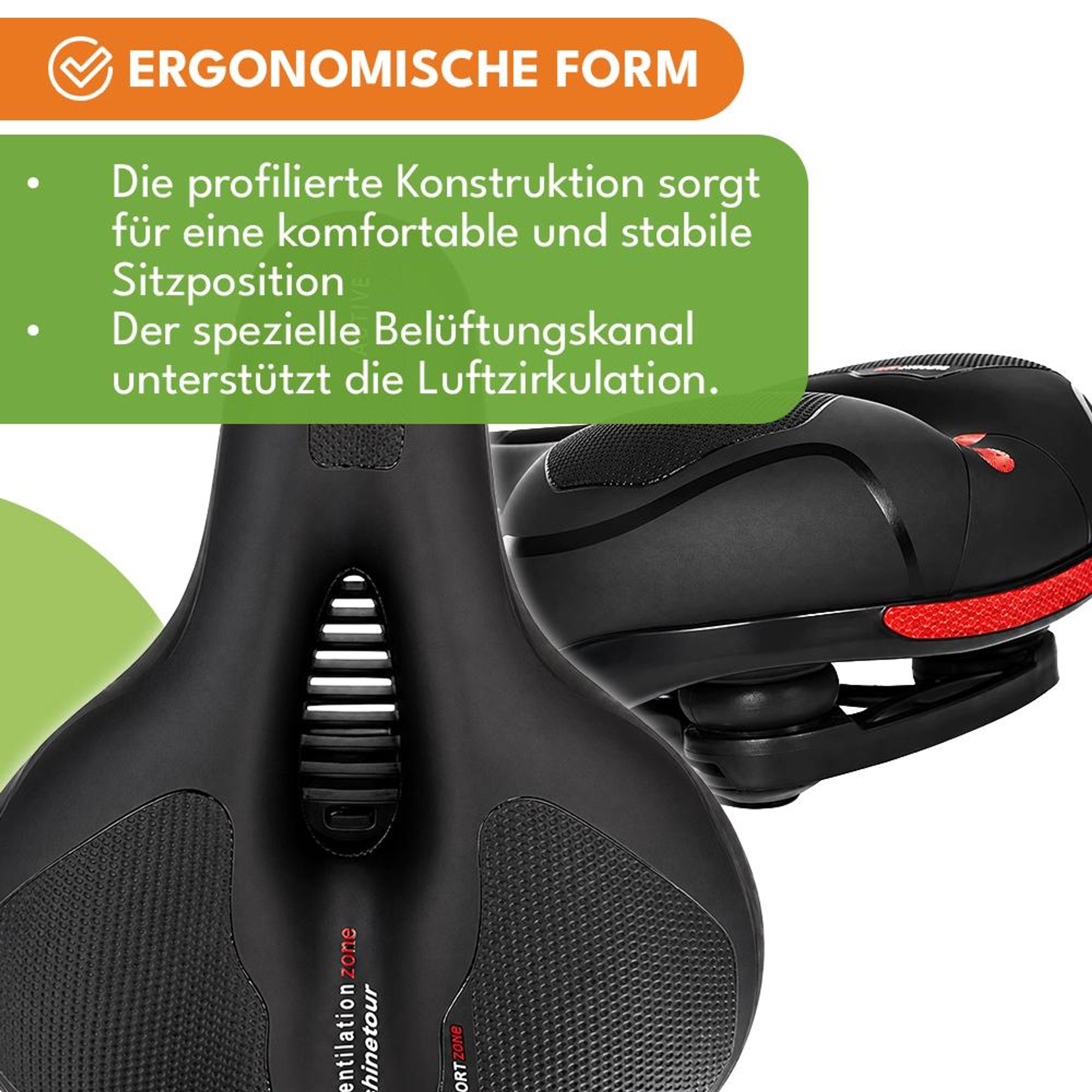 KRUMAD Fahrradsattel mit Federung, Komfort Fahrradsattel, gepolstert, 26 x 21,5 cm, PU, Schaumstoff, Kohlenstoffstahl, für City & Trekking