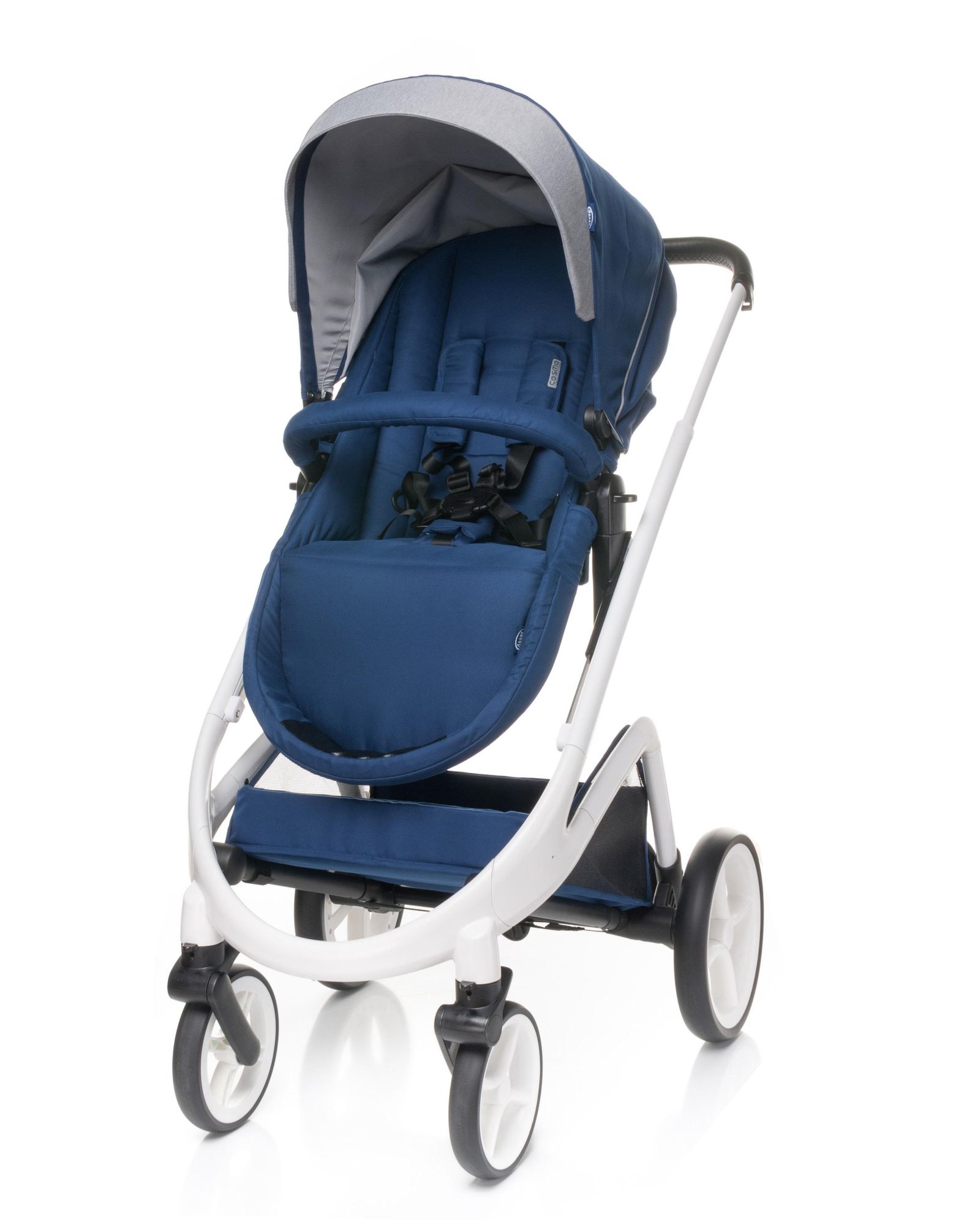 4Baby | Kinderwagen - Kombikinderwagen 2in1 - Blau - Aluminiumrahmen - gefederte Räder - wendbarer Sitz, Einhand-Faltmechanismus, UPF 50+, Cosmo
