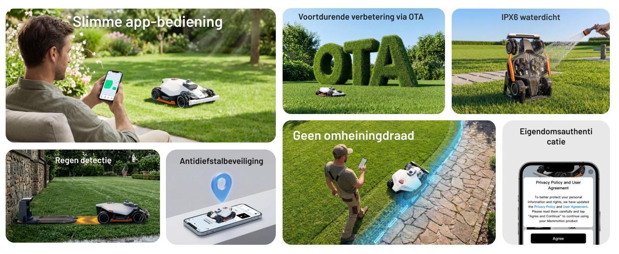Robotmaaier Mammotion LUBA 3 AWD 3000 met wasstandaard, zonder kabel, voor 3000 m², vierwielaandrijving, hellingen tot 80%, auto-kaartgeneratie, APP