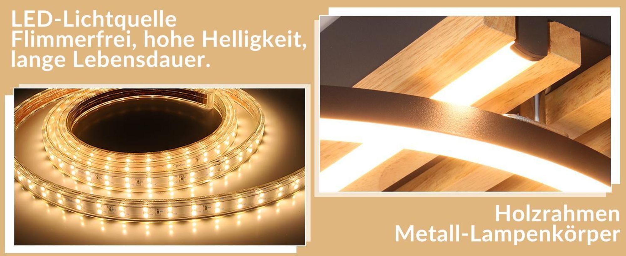 ZMH LED Deckenleuchte Holz Deckenlampe 24W 38cm Schlafzimmer Küche 3000K Warmweiß Schwarz 1 Ring Schlafzimmerlampe Küchenlampe für Wohnzimmer