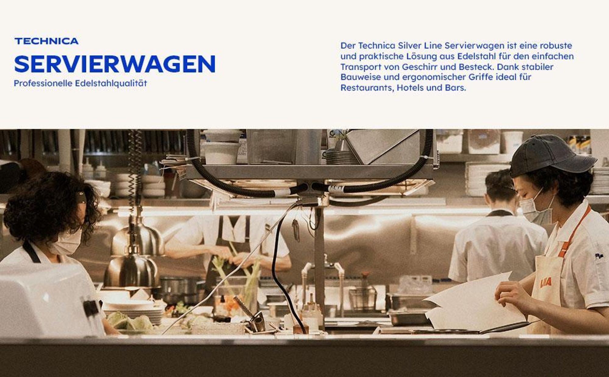 TECHNICA Servierwagen 3-Ebenen Polypropylen | 1020×500×950 mm | Gastronomie Wagen | Küchenwagen