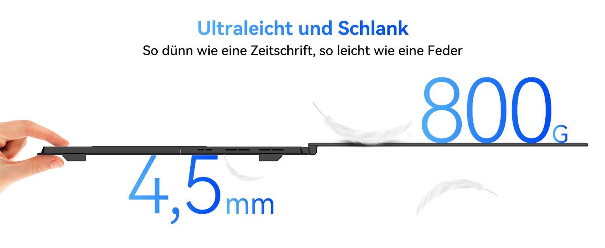 Blackview SCM8 15.6" Tragbarer Einzelner Monitor, 1920×1200 ultradünn Computerbildschirm(für 13-17,3" Laptops), 180° horizontal drehbar