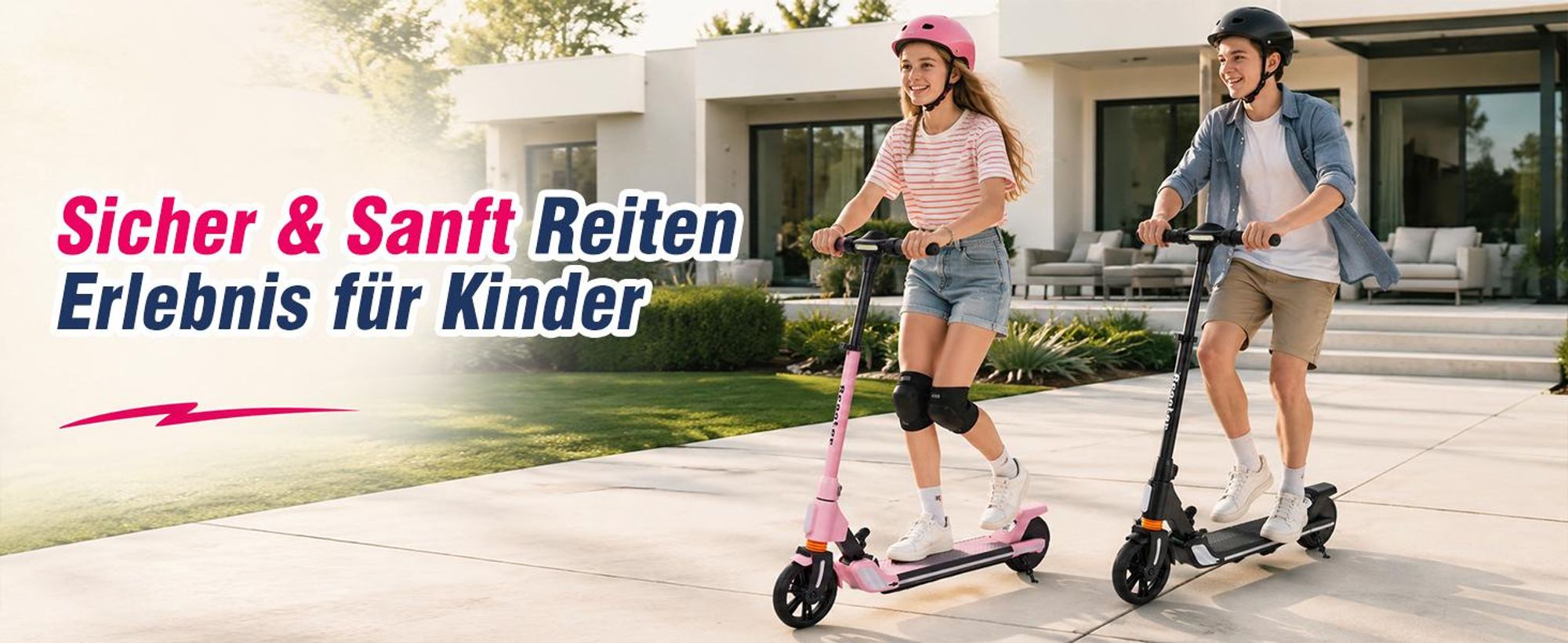 Elektroroller Für Kinder Und Jugendliche Mit 200W Motor, 10-20km Reichweite, Höhenverstellbar, LED-Beleuchtung, Faltbar E-Scooter, Elektroscooter Rosa