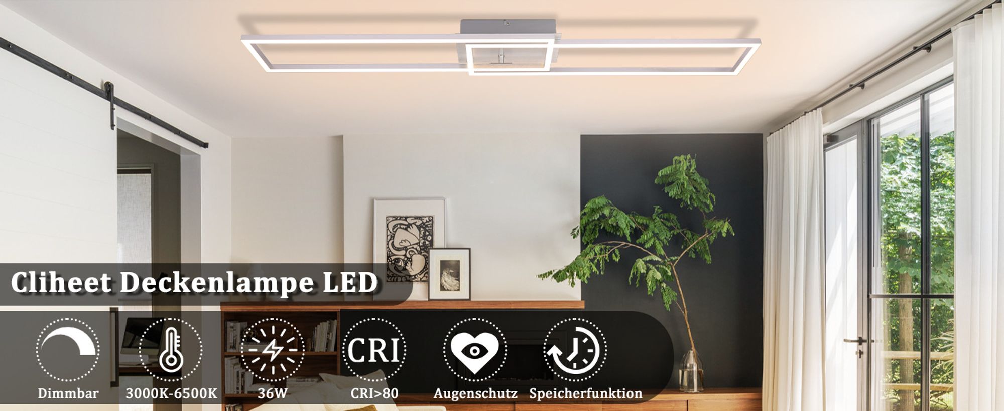 ZMH Deckenlampe LED Deckenleuchte Wohnzimmer Silber Wohnzimmerlampe mit Fernbedienung Modern Flurlampe 36W 102CM Schlafzimmerlampe für Schlafzimmer Hotelzimmer Küche Flur Büro