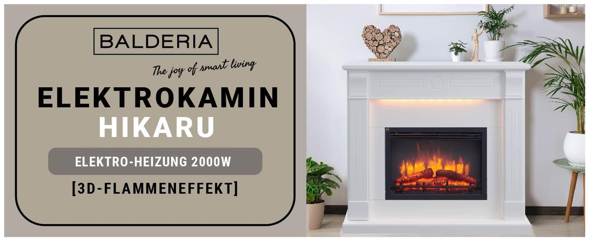 Elektrokamin Standkamin BALDERIA Hikaru – Heizung bis 2000 W, weiss