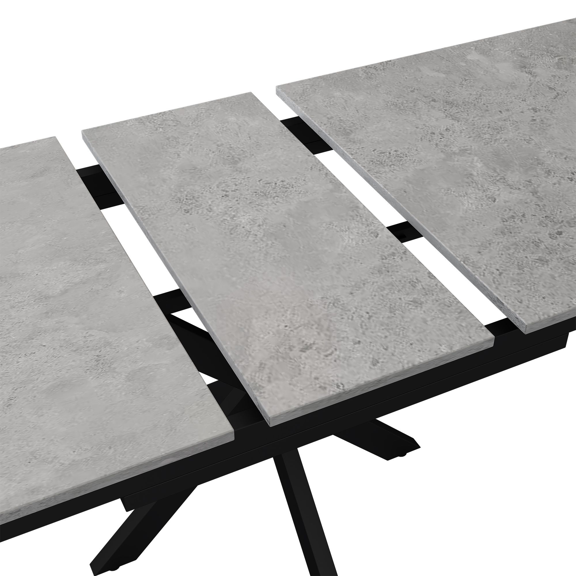Flieks Rechteckig Esstisch mit Metallbeinen, Esszimmertisch Küchentisch Ausziehbar Dehnbar, Arbeitstisch mit X-förmigem Beinen, 180x70x76 cm, Schwarz