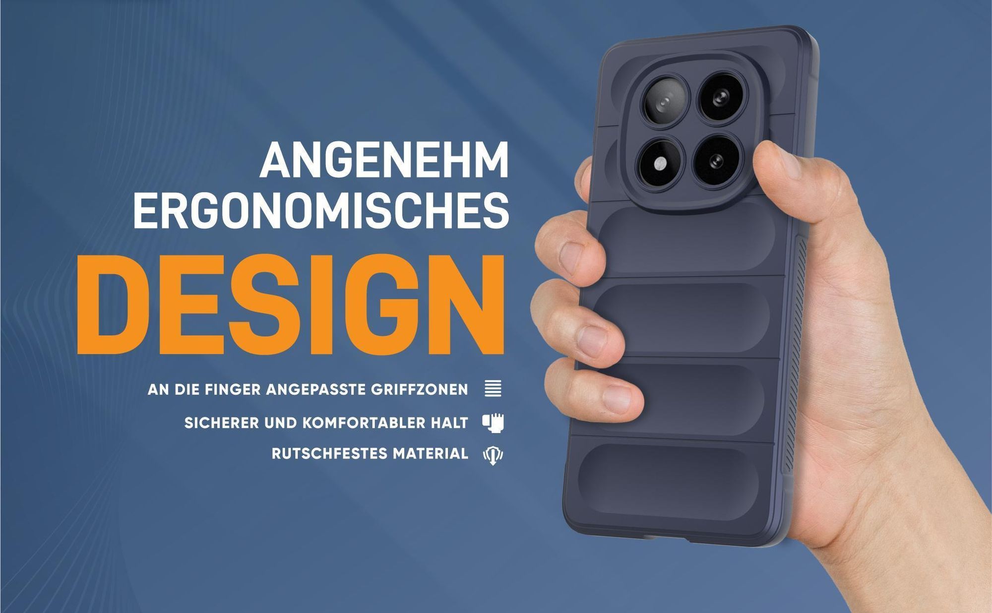 Blaue rutschfeste Hülle für Xiaomi Redmi Note 14 Pro 5G mit weichem Mikrofaser Inlay