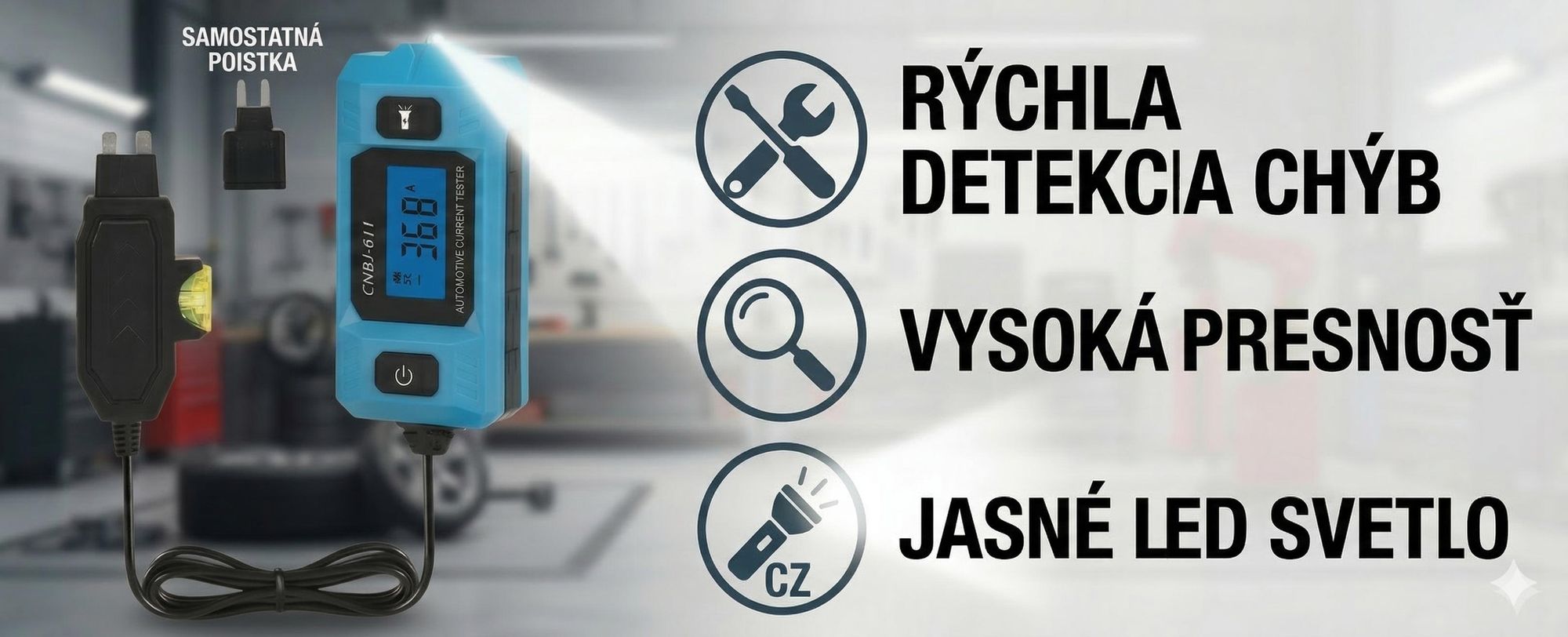 Automatický tester porúch elektrických obvodov s LCD displejom, tester napätia pre automobily s pracovným osvetlením – CIRPROBE