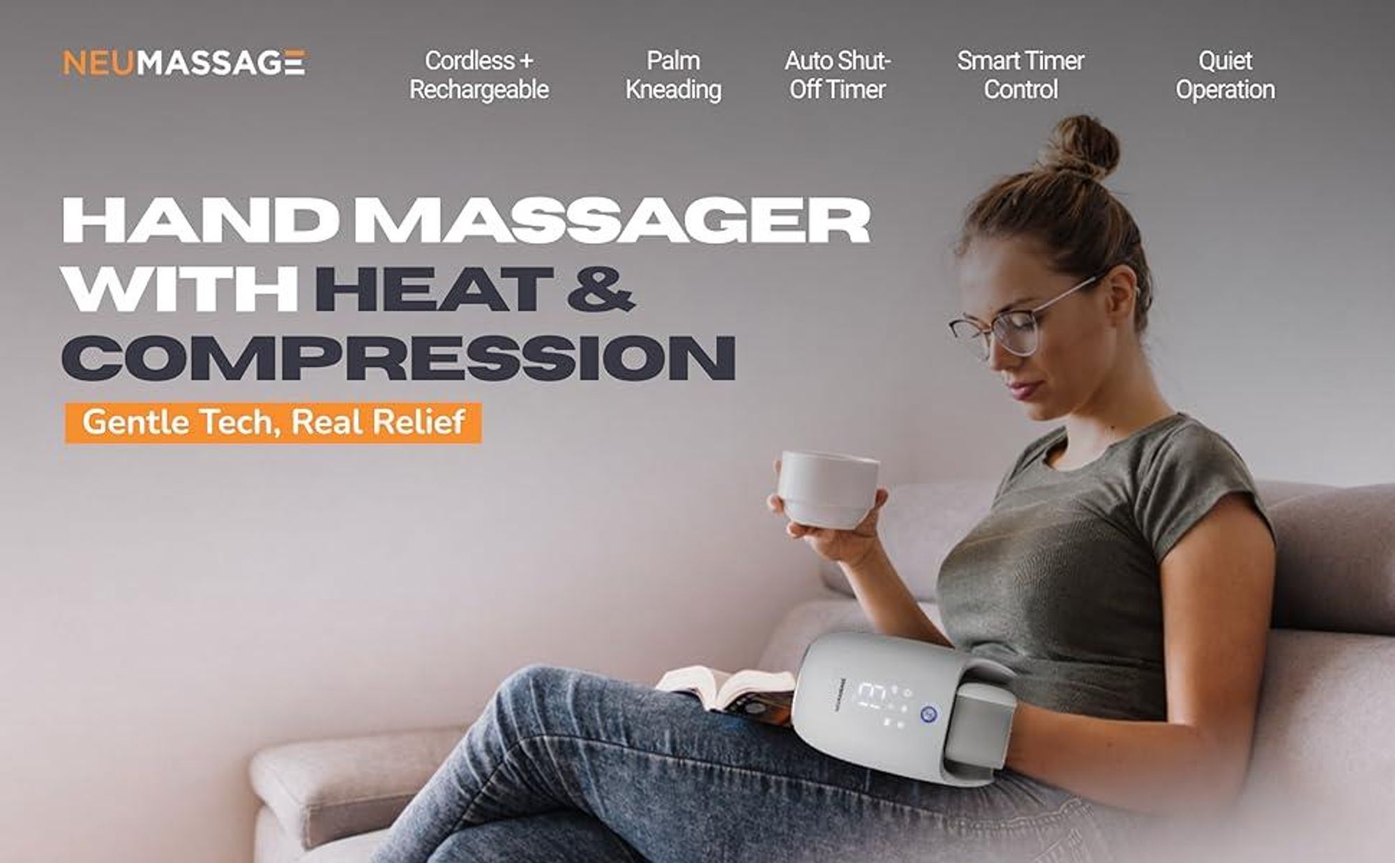 4D Handmassagegerät mit Kühlung & Wärme – 6 Modi, LED Touchscreen, Airbag & Rollmassage