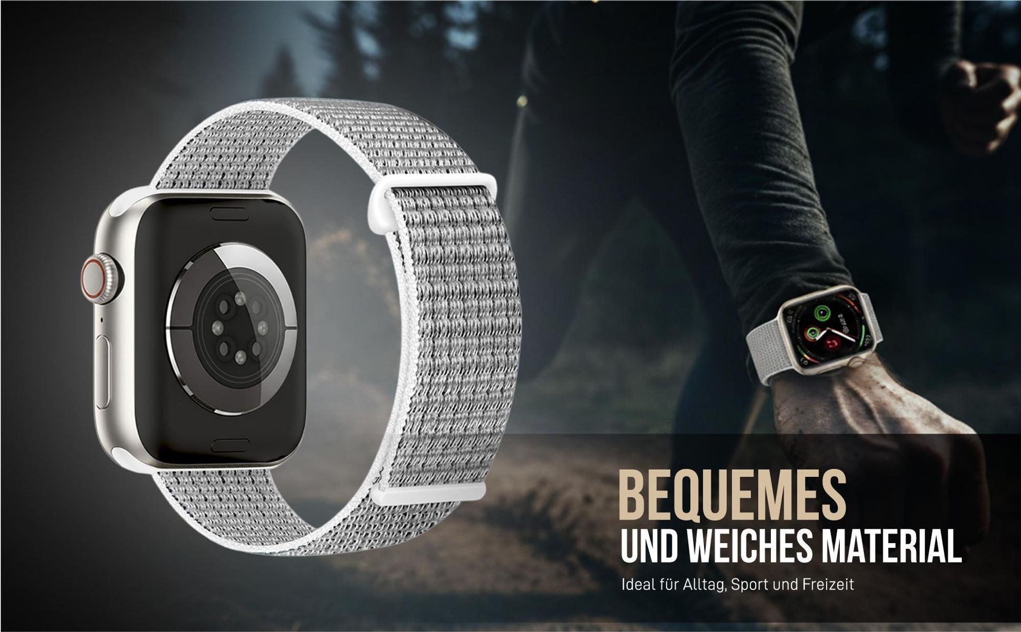Graues Nylon Ersatzband für Apple Watch Series 1 42mm