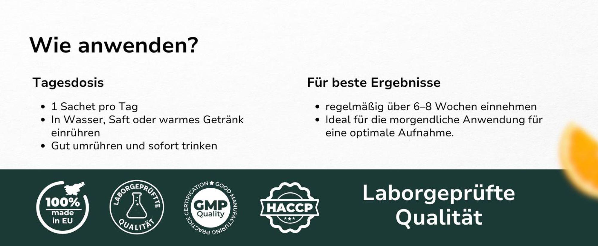 5 Kollagenquellen. 8.600 mg Kollagen. Eine Portion täglich.