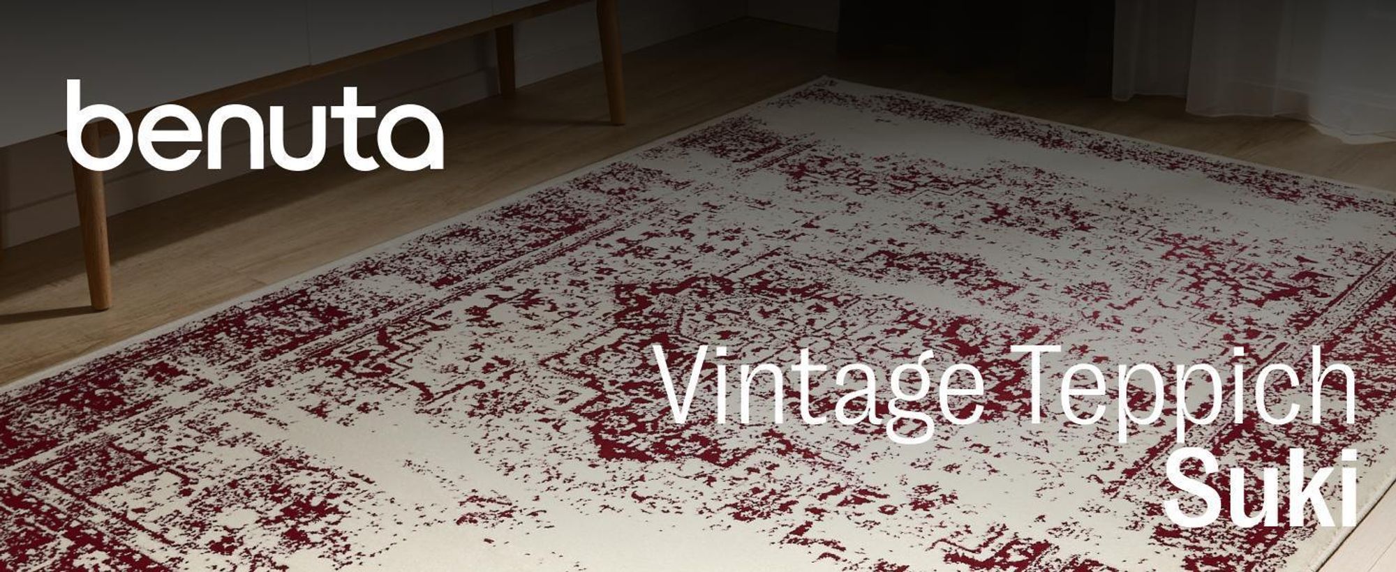 benuta Vintage Teppich Wohnzimmer Suki Creme/Beige ø 120 cm rund Wohnzimmerteppich Schlafzimmer weich orientalisch