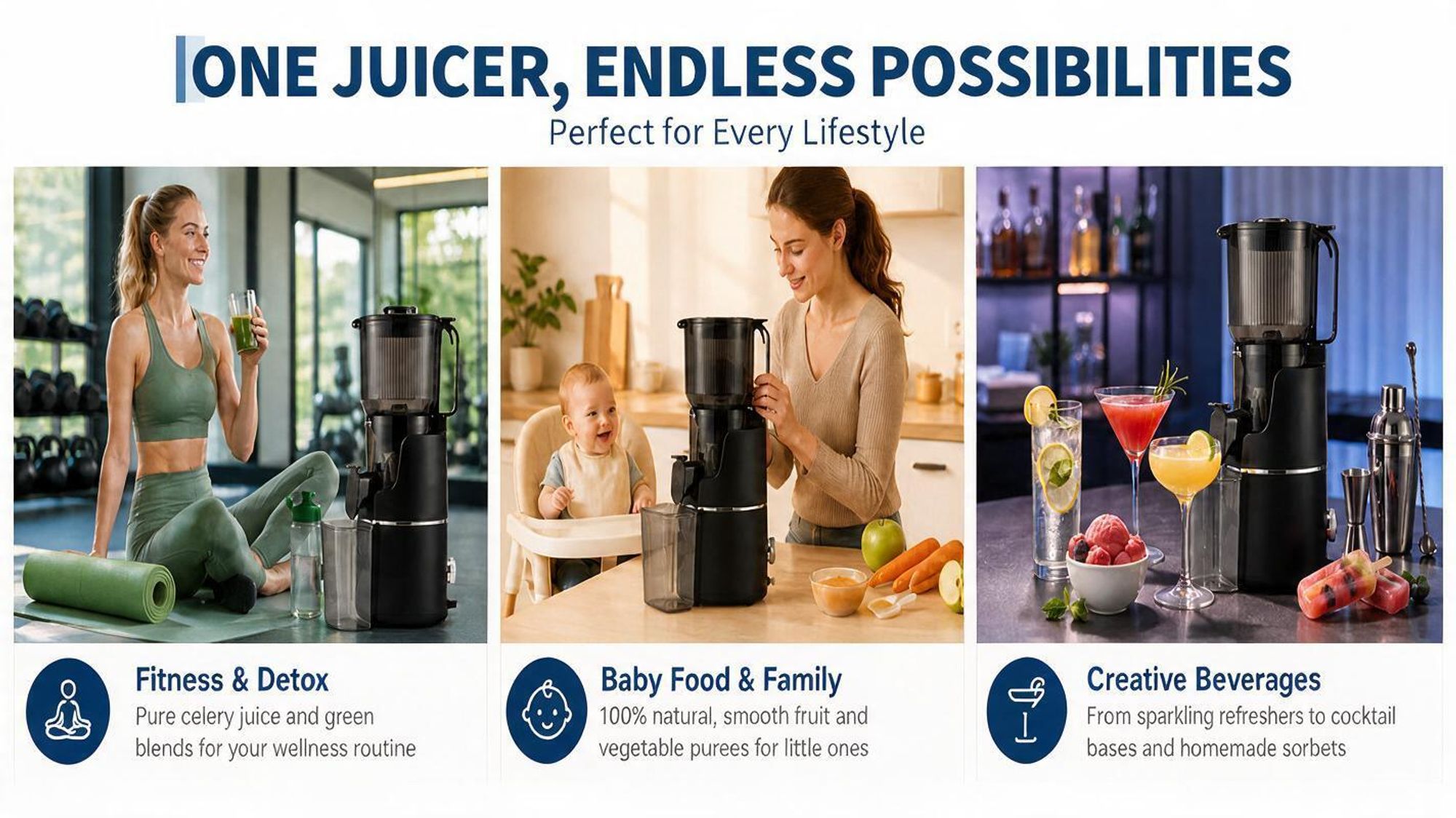 Entsafter 250W, 150MM Öffnung, 2,5L Entsafter für Gemüse und Obst, Entsafter Slow Juicer mit Dreifachem Filter, Leicht zu Reinige