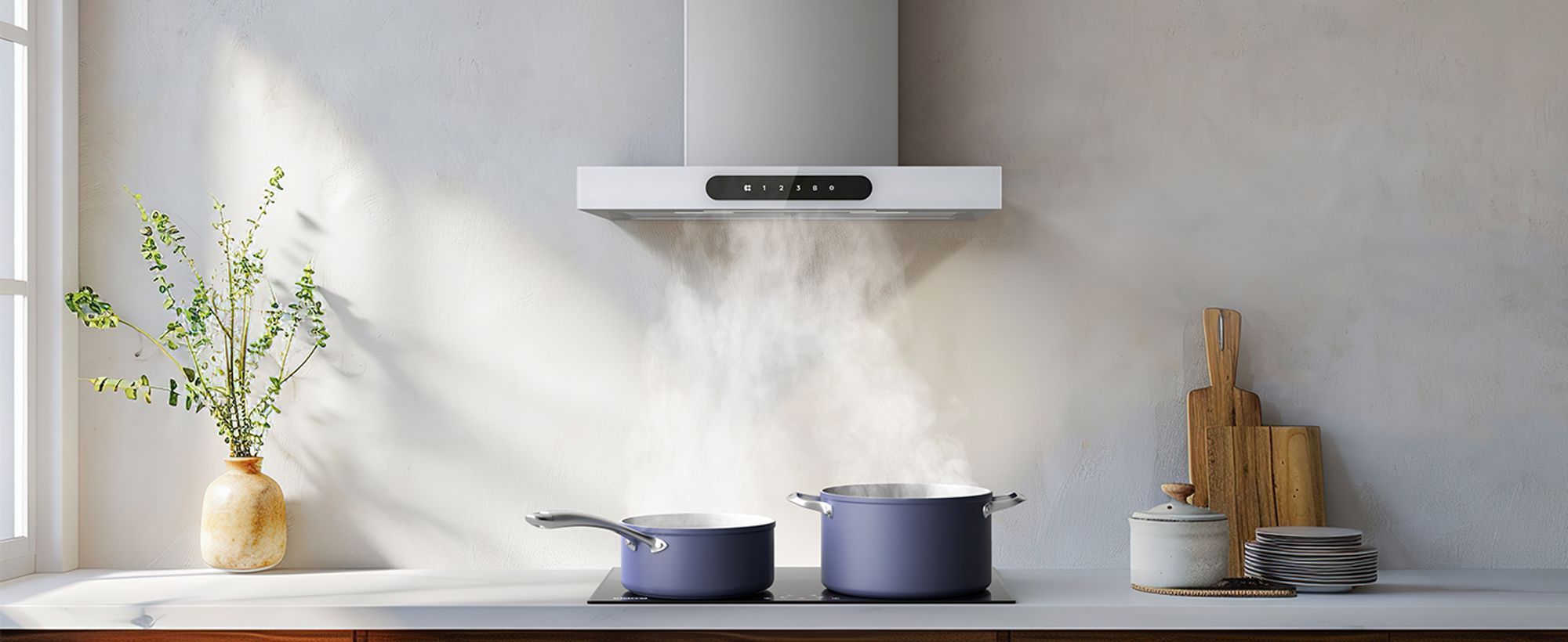 CIARRA Dynamic A+++ 650 m3/h Dunstabzugshaube 60 cm Abzugshaube WIFI APP SensorTouch Wandhaube Edelstahl Glas Weiß VM6102W