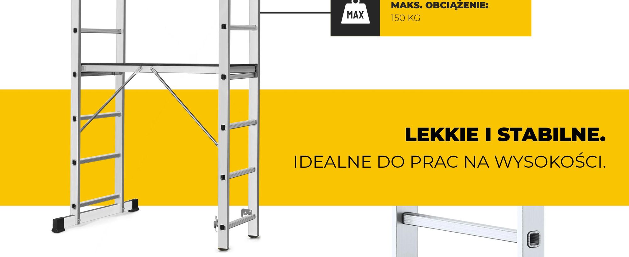 Drabest | Rusztowanie aluminiowe – rusztowanie – drabina wielofunkcyjna – drabina-rusztowanie – 2x8 – rusztowanie drabinowe – 150 kg – aluminiowe rusz