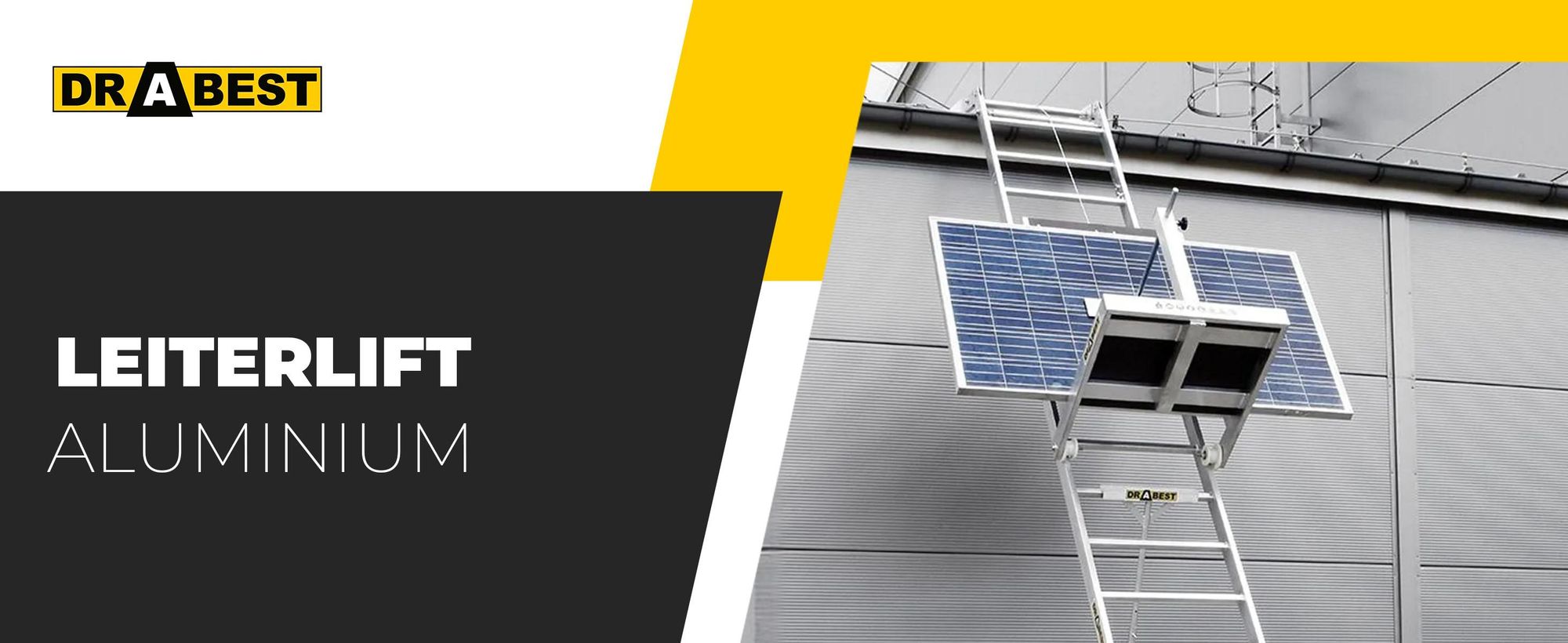 Drabest | Dachaufzug für Photovoltaikanlagen, Aluminium, 12,5 m, Tragkraft 125 kg, elektrische Winde 230 V 1050 W, Seil 12 m