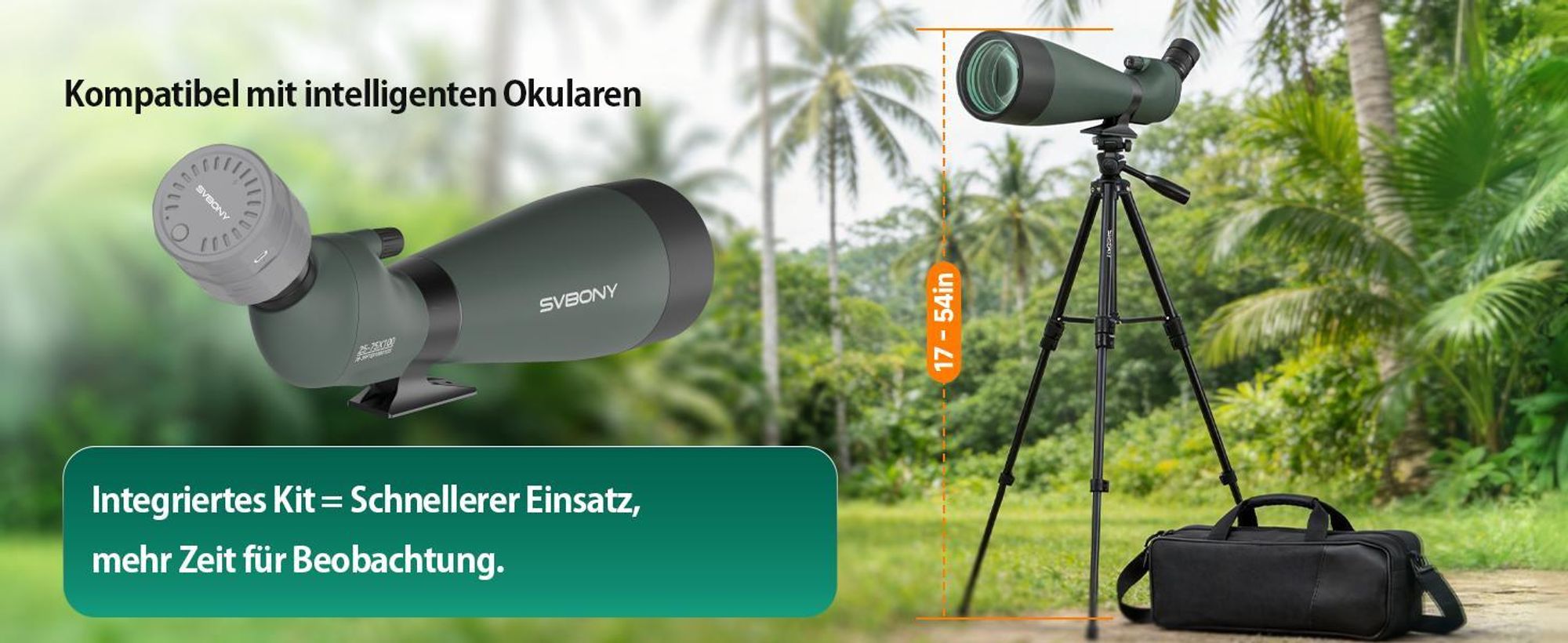 Svbony SV28 25-75x100mm Spektiv, mit Kamerastativ und Handy Adapter, H-K9L Porro Prisma FMC, für Schießsportarten, Vogelbeobachtung, Wildtiere