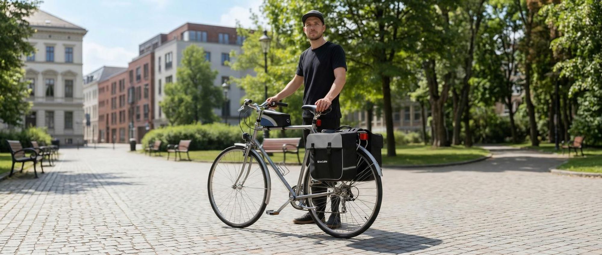 Set Fahrradtasche Georg und Fahrradrahmentasche große Fahrradtasche mit 2 Fächern wasserabweisend und robust