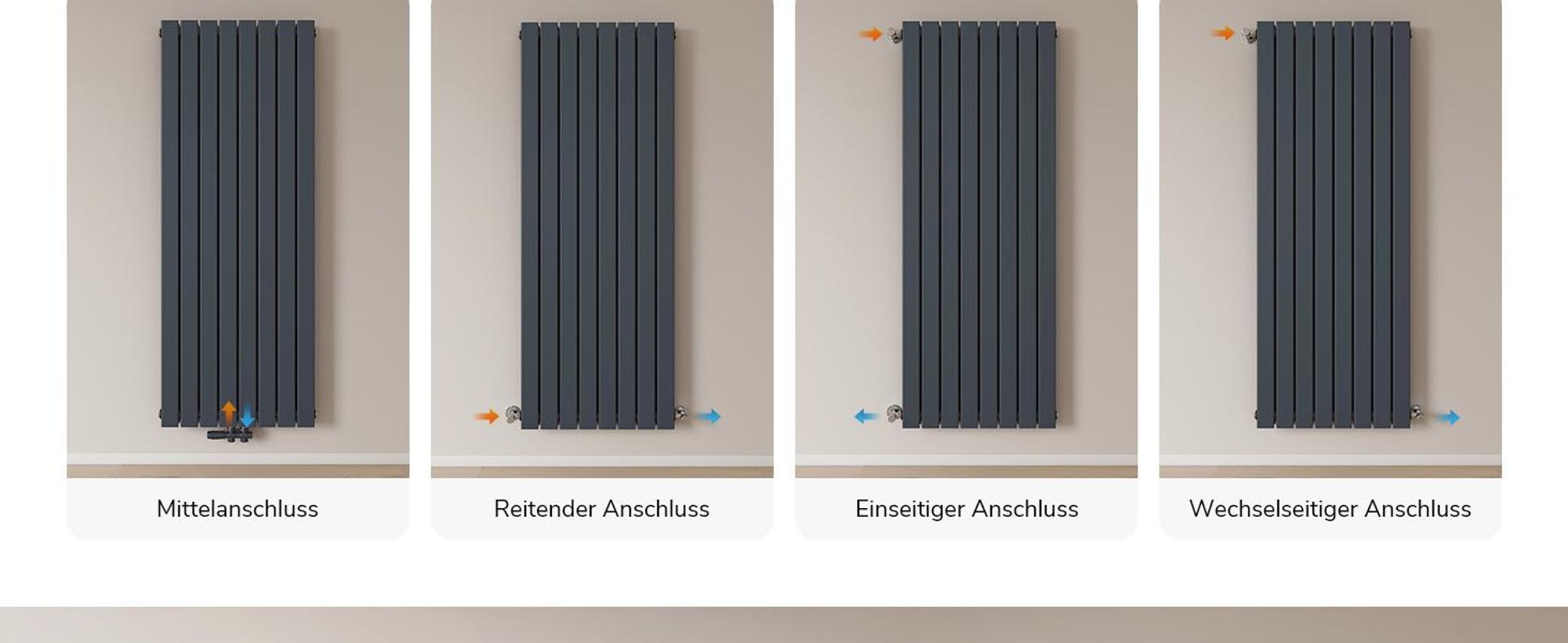 EMKE Heizkörper Flach 160 x 61,6 cm Doppellagig 1933 W Anthrazit Design Paneelheizkörper