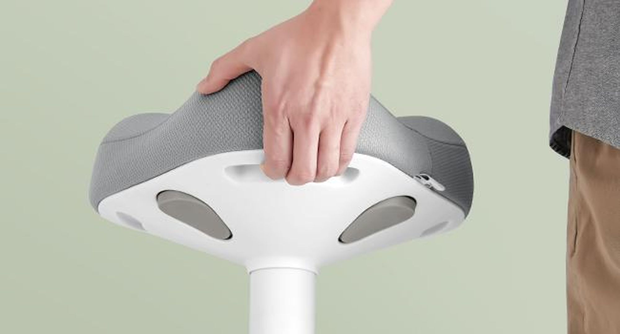 SONGMICS Stehhocker um 360° neigbar, großer Sockel, Anti-Rutsch, grau