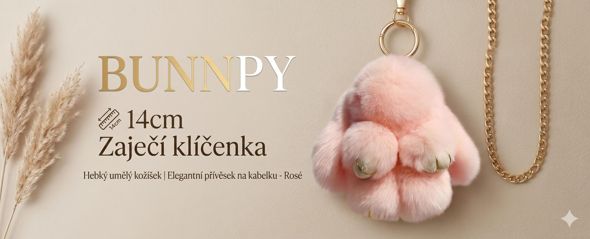 Roztomilý 14cm přívěsek na klíče ve tvaru zajíčka, přívěsek na klíče z umělé kožešiny, přívěsek na tašku – BUNNPY růžový