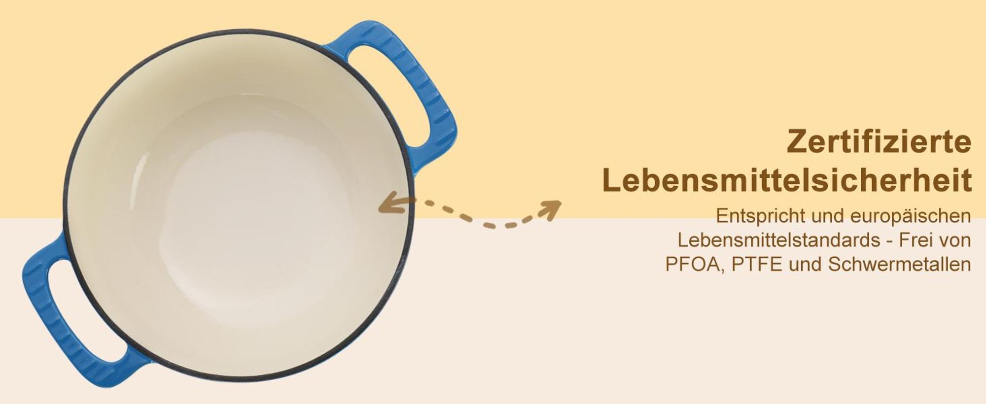 FCH Gusseisen Topf 26cm - 6QT-5.5L Emaille Bräter mit Deckel backofengeeignet - für Küche Backen Schmoren Braten (Blau)