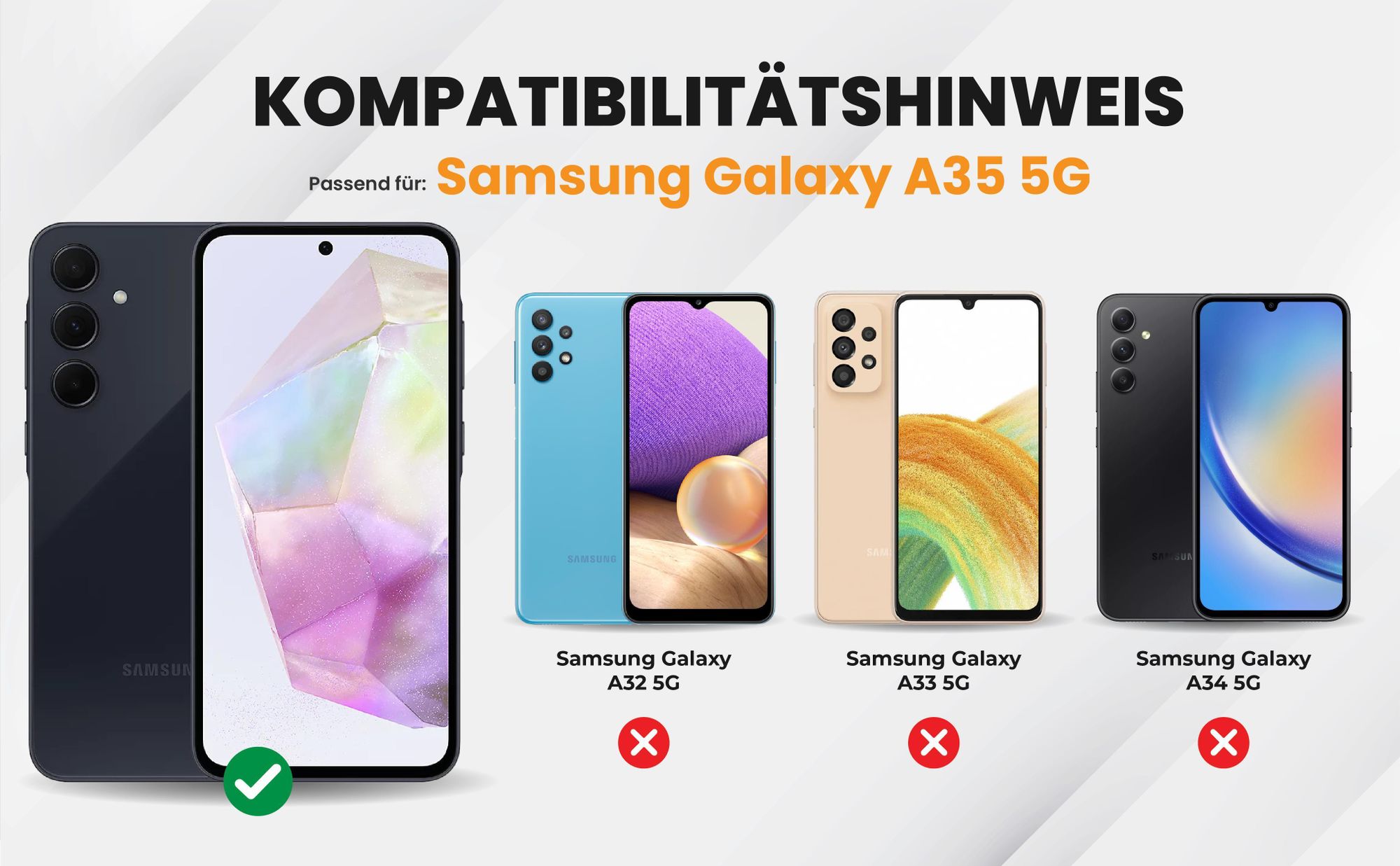 Kompatibilitätshinweise Hülle für Samsung Galaxy A35 5G
