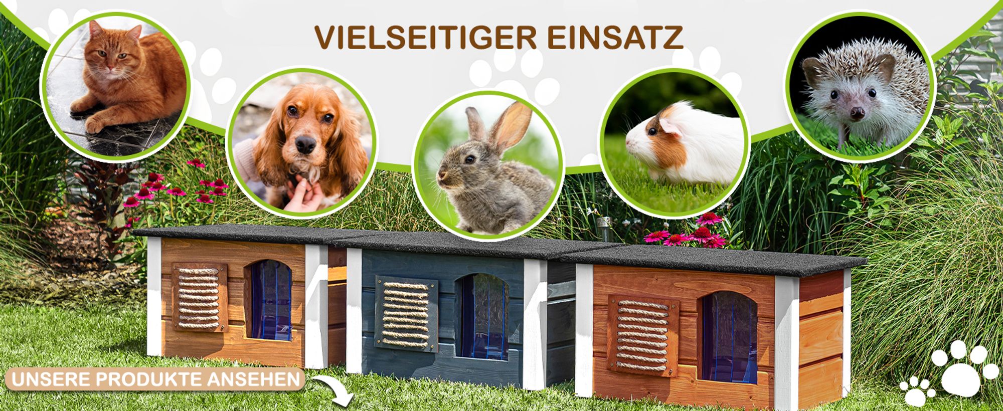 Isoliertes Katzenhaus für Draußen aus Holz – Wetterfest Katzenhütte mit Wärmedämmung, Wasserdichtem Dach & Thermovorhang – Einfache Montage - Teak