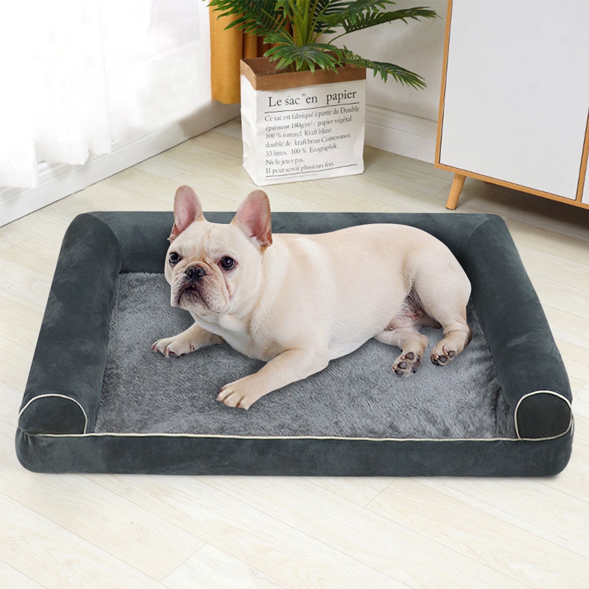 Hundebett orthopädisch, Hundesofa Hundekissen Hundekorb, waschbar & rutschfest & Bezug abnehmbar, L: 75x50x14cm
