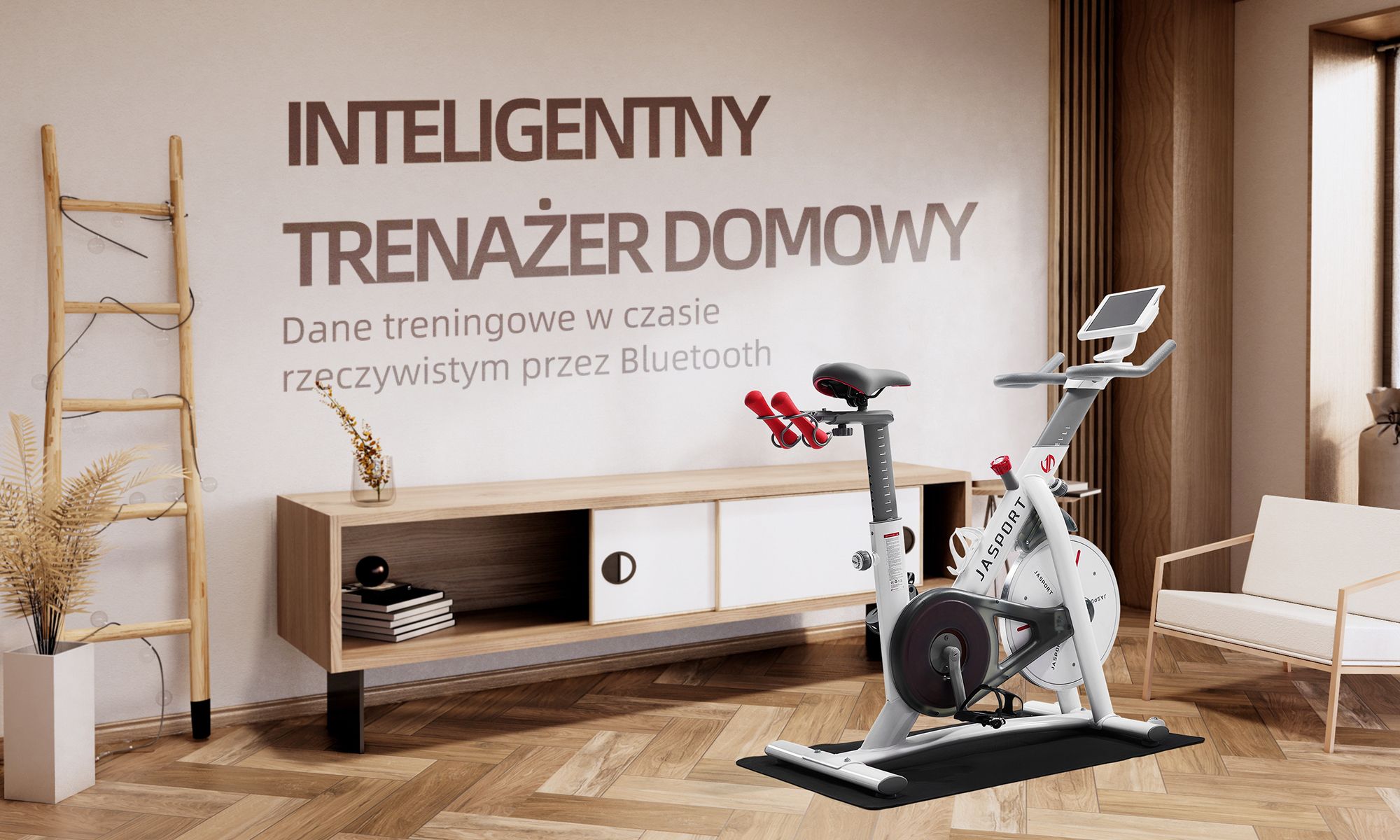 JASPORT S3, cichy rower stacjonarny, magnetyczny system hamulcowy, kompatybilny z Kinomap i Zwift, aplikacja treningowa