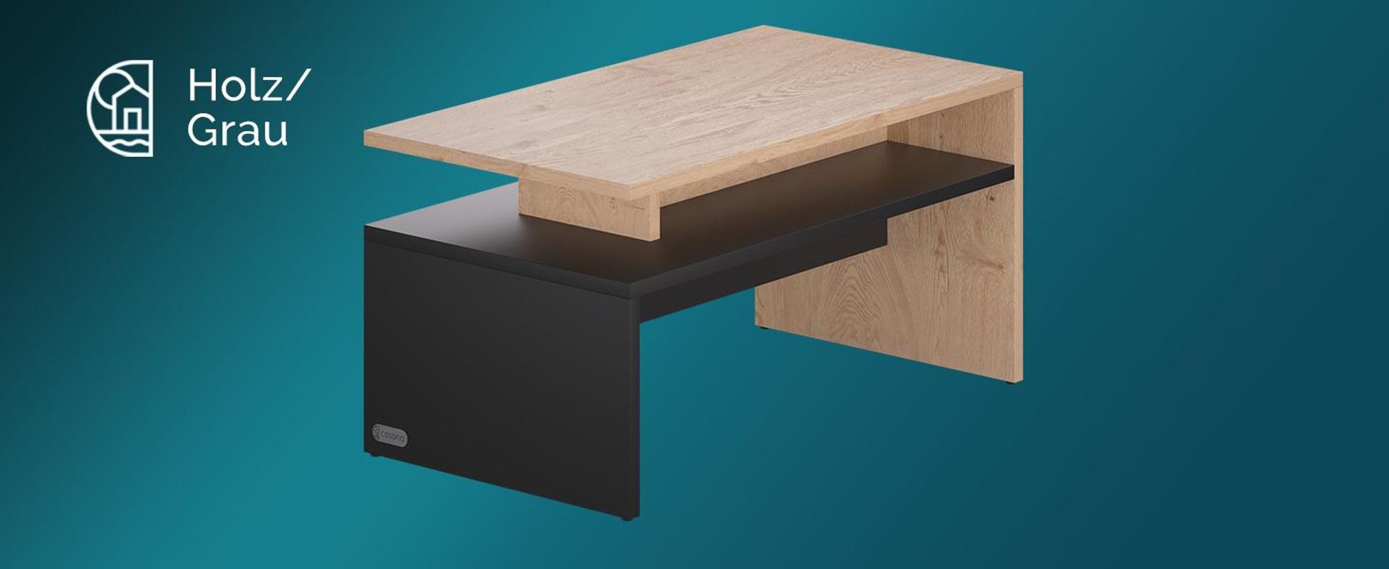 CASARIA Couchtisch mit Stauraum Weiß Anthrazit