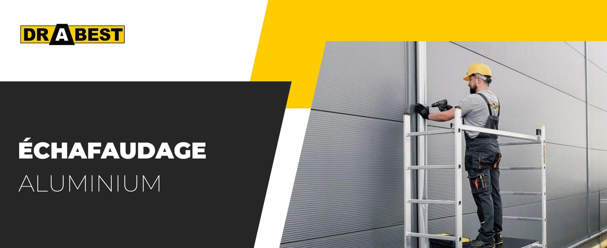 Drabest | Échafaudage en aluminium - Échafaudage en aluminium 2x7 - Échafaudage échelle - Charge admissible de la plateforme : 150 kg - Dimensions de