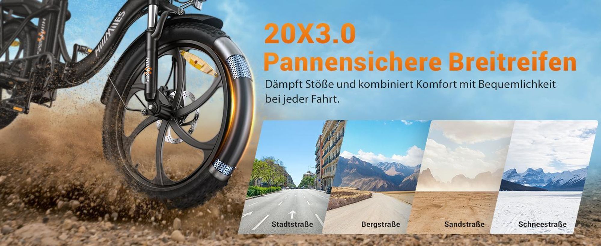 HillMiles E Bike, E-Bike Klapprad mit 36V 13Ah Akku bis zu 80-100km, 20 *3.0 Zoll, 7-Gang SHIMANO, 250W Motor & 25km/h MilePort 1