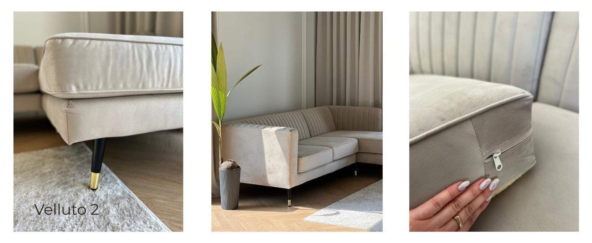 Dreisitzer-Sofa Slender - helllila - Velluto 14