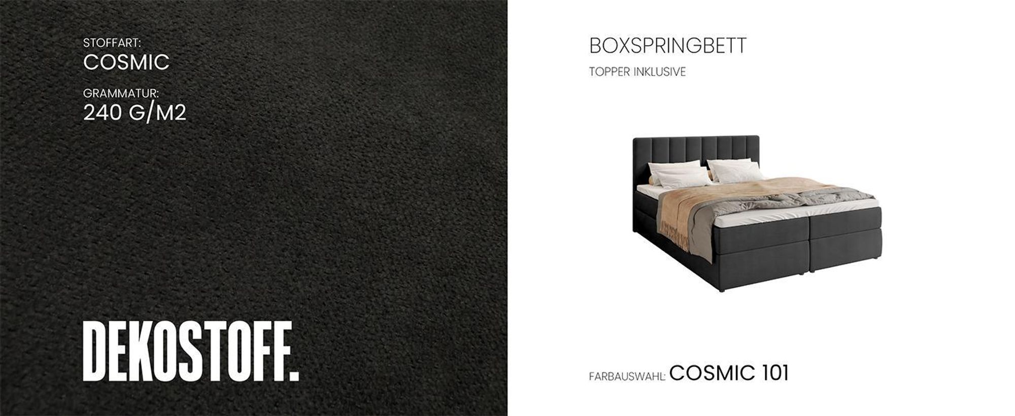 BroMARKT Boxspringbett DENVER mit 2 Bettkasten, Bonell-Matratze, Polsterbett, Bett (Beige, Cosmic 10, 160 x 200 cm)