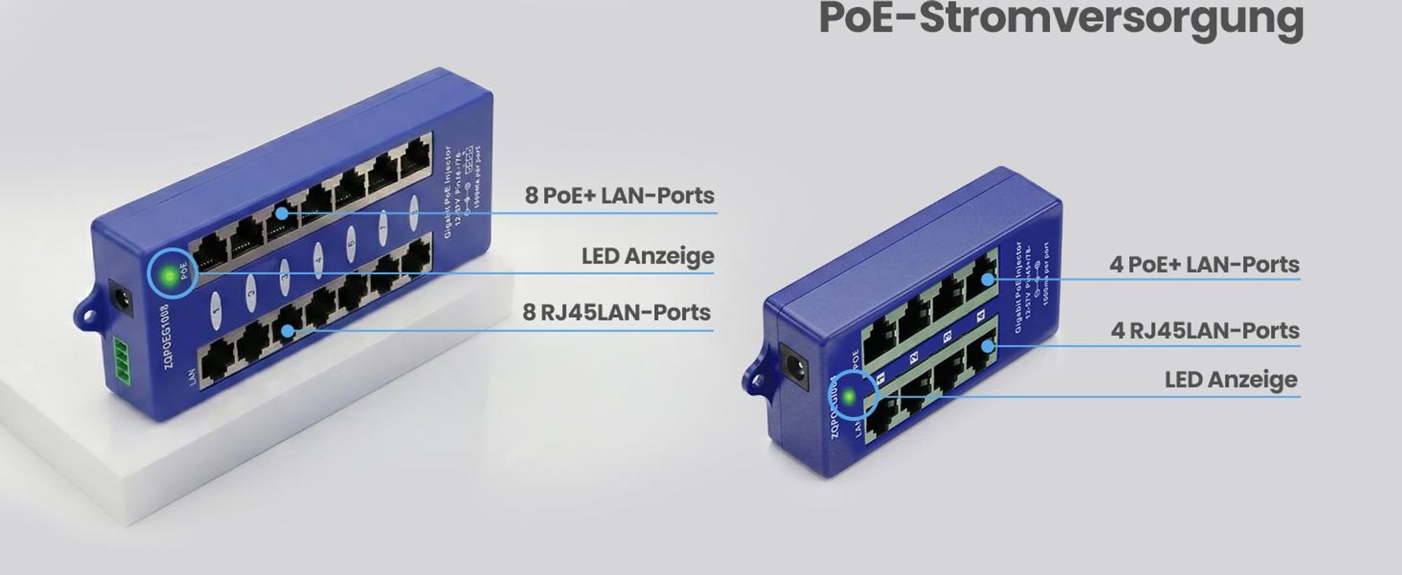 Extralink Gigabit PoE Injector 4x RJ45 für IP Kameras