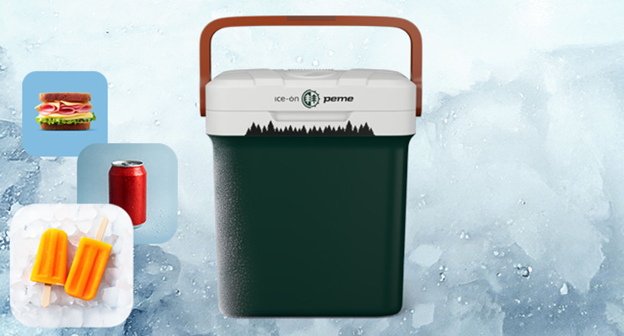 PEME Essential 23L Elektrische Kühlbox Thermoelektrische Kühltasche Auto Camping Mini Kühlschrank Warmhaltebox Outdoor Wald Grün Angelzubehör Tragbar