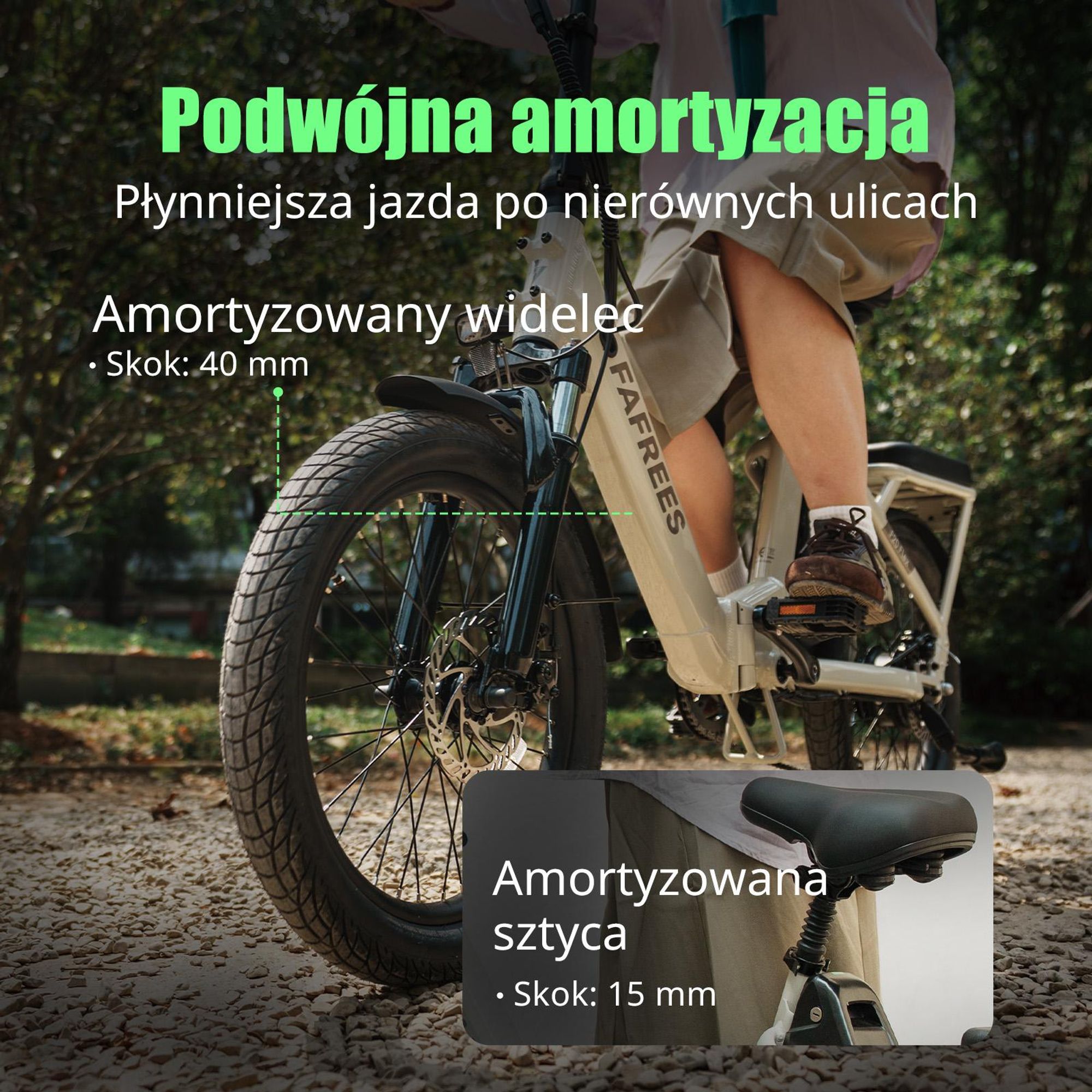 Rower elektryczny FAFREES F20 Flex – silnik 250 W, akumulator 36 V 20 Ah, zasięg 75–100 km, mechaniczne hamulce tarczowe – Kolor Czarny Metaliczny