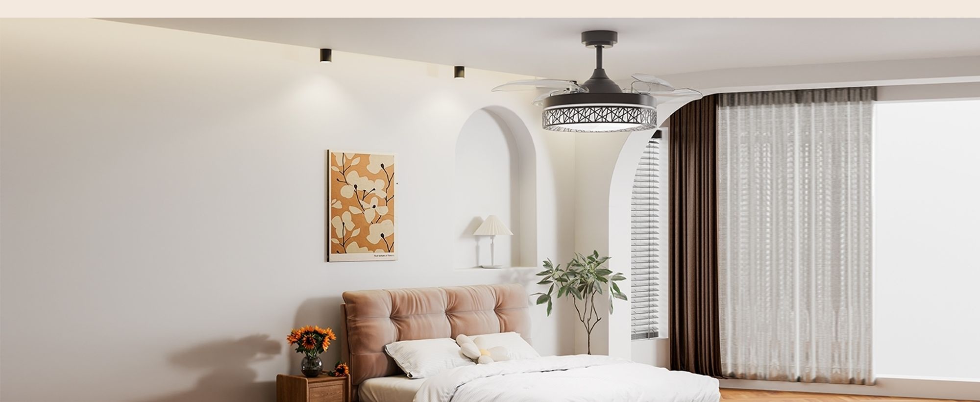 Heilmetz Deckenventilator mit Beleuchtung Ø 108 cm, Dimmbar, 6 Geschwindigkeiten, 3 Lichtfarben mit Fernbedienung & Timer, Schwarz