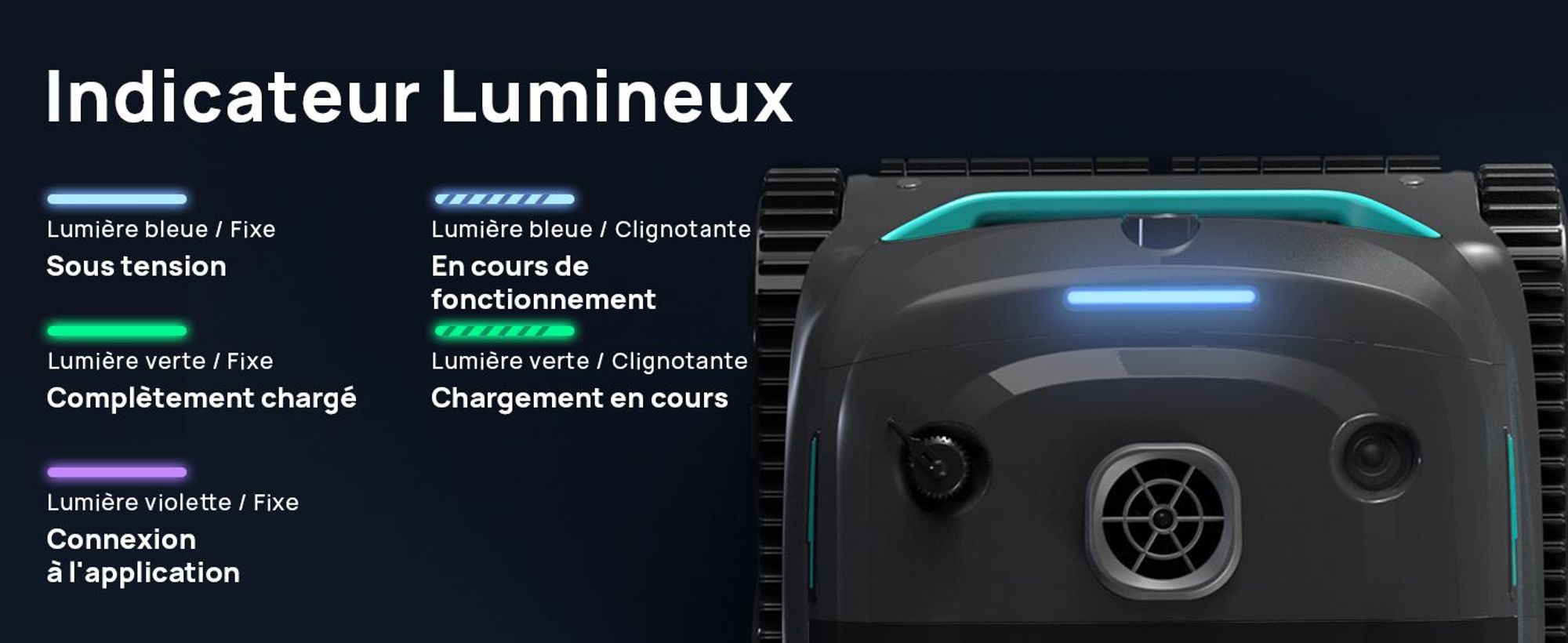 Robot de piscine sans fil WYBOT C2 Vision - Smart Vision Nav, autonomie de 180 minutes,via application, IPX8