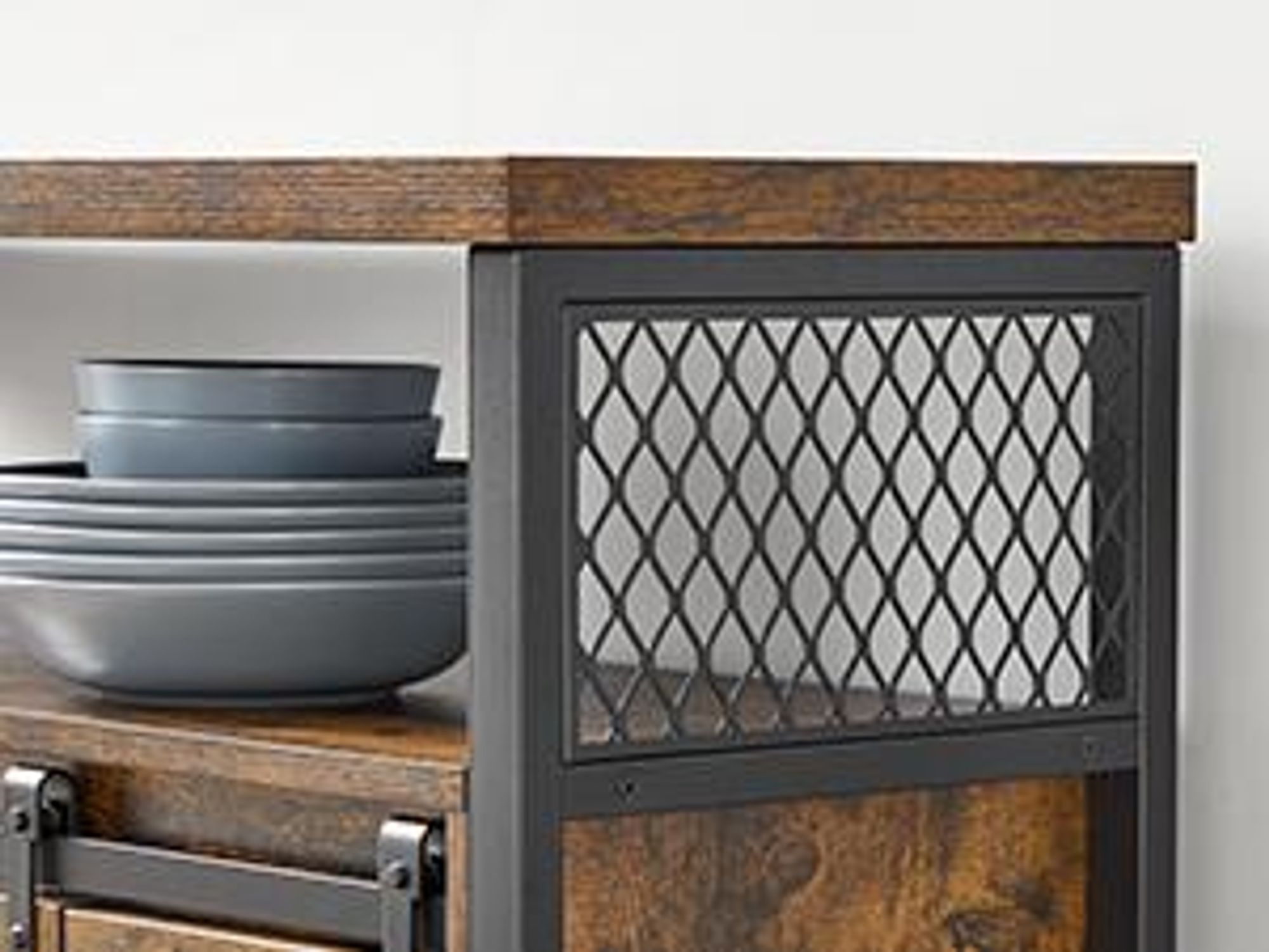 VASAGLE Sideboard Küchenschrank, mit 2 Schiebetüren, verstellbare Ablagen