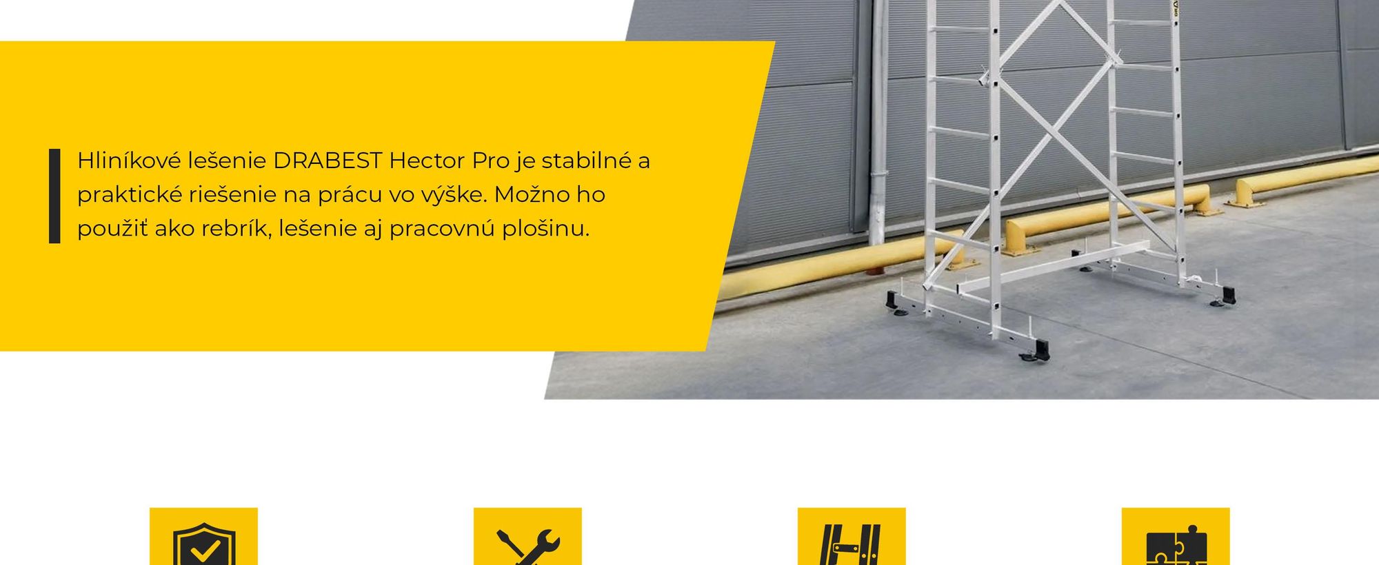 Drabest | hliníkové lešenie, lešenie, rebríkové lešenie, rebríkové lešenie 160 kg, hliníkové lešenie, pracovná plošina, plošinové hliníkové lešenie