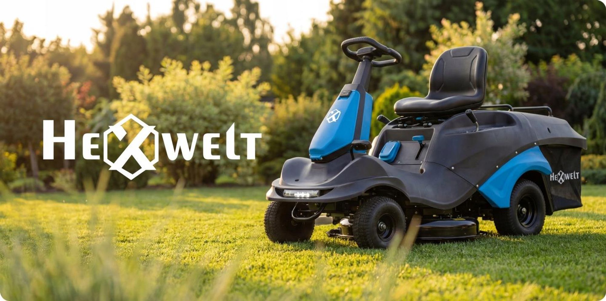 Tracteur tondeuse HEXWELT 224 cm³ largeur de coupe 66 cm bac 150 L avec aérateur